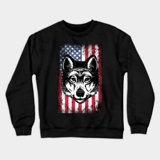 Patriotic Wolf American Flag Crewneck Sweatshirt